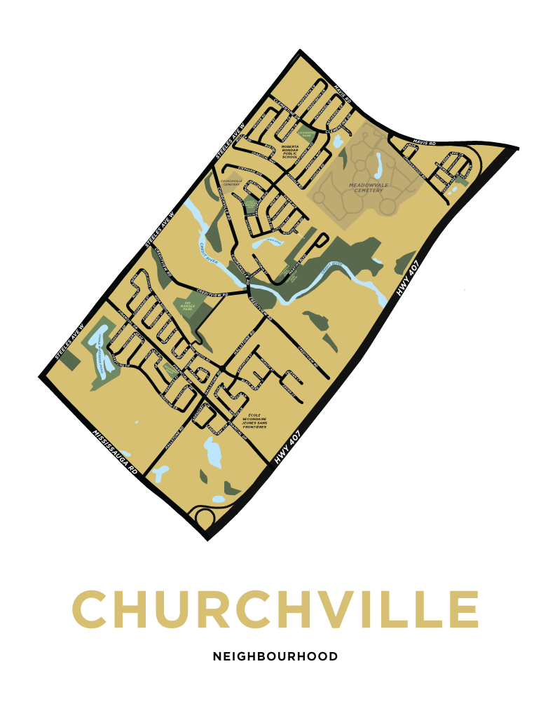 Churchville Neighbourhood Map Print