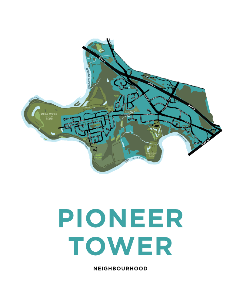 Pioneer Tower Neighbourhood Map Print
