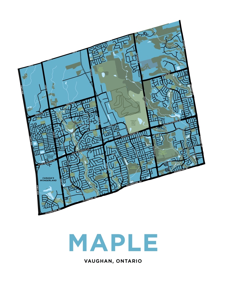 Maple Map Print (Vaughan, Ontario)