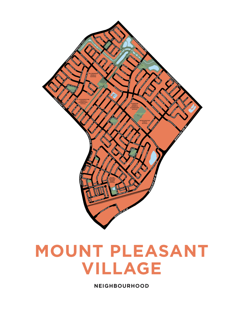 Mount Pleasant Village Neighbourhood Map Print (Brampton)