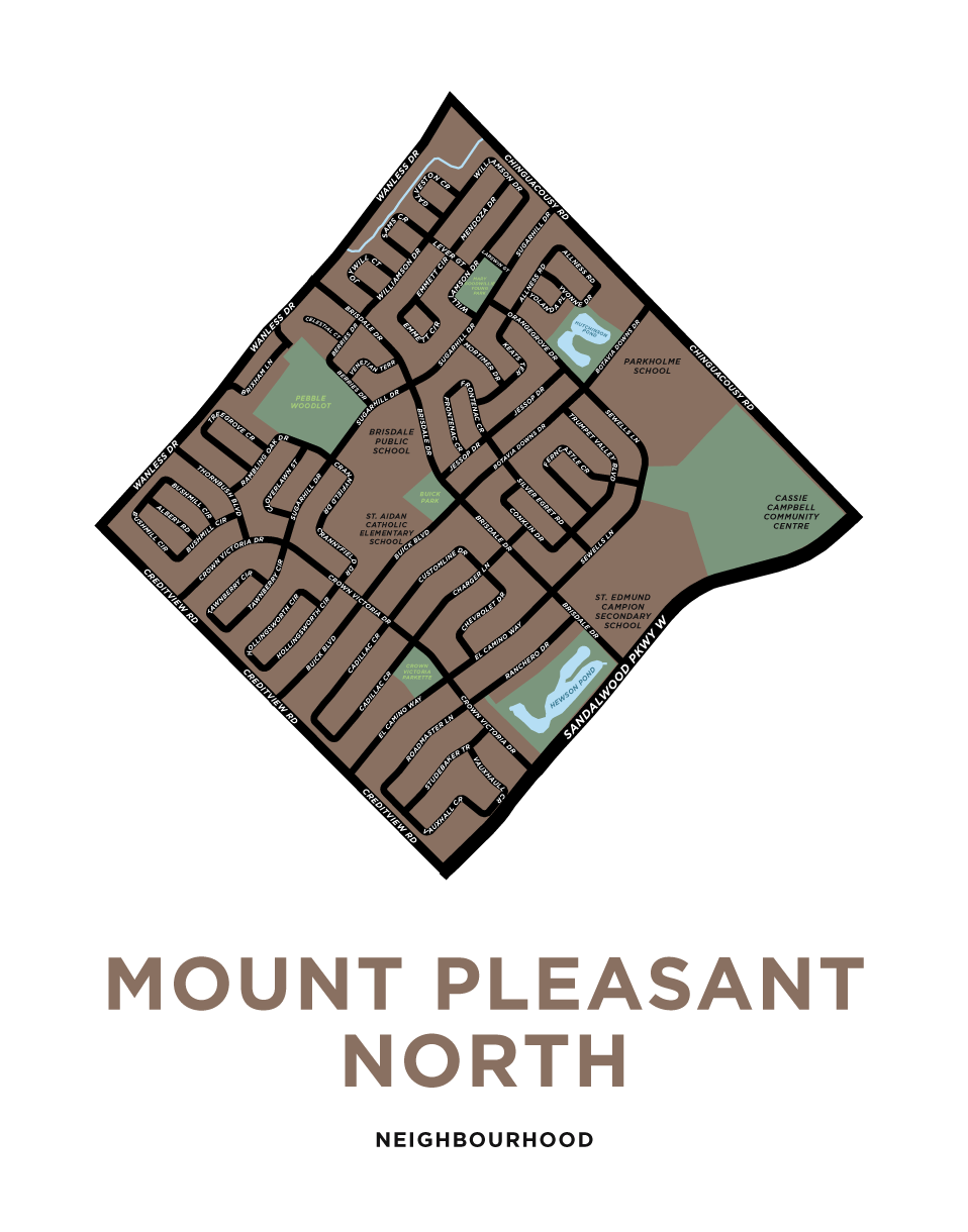 Mount Pleasant North (Brampton) Neighbourhood Map Print