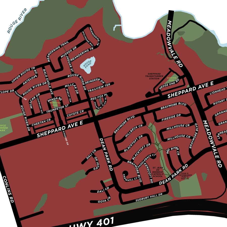 Rouge Neighbourhood Map Print
