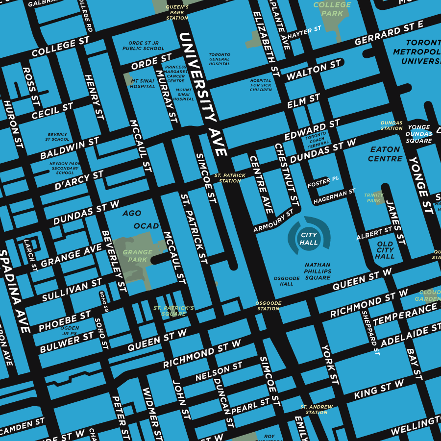 Downtown Toronto Neighbourhood Map Print