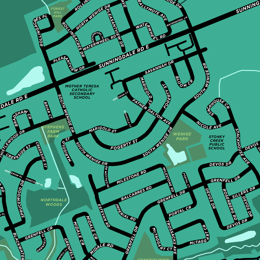 Stoney Creek Neighbourhood Map Print (London, ON)