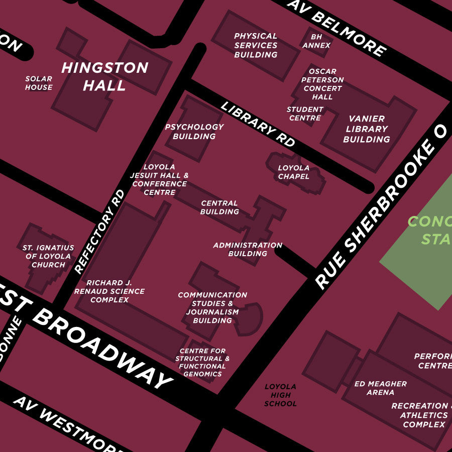 Concordia University Campus Map Print - Loyola