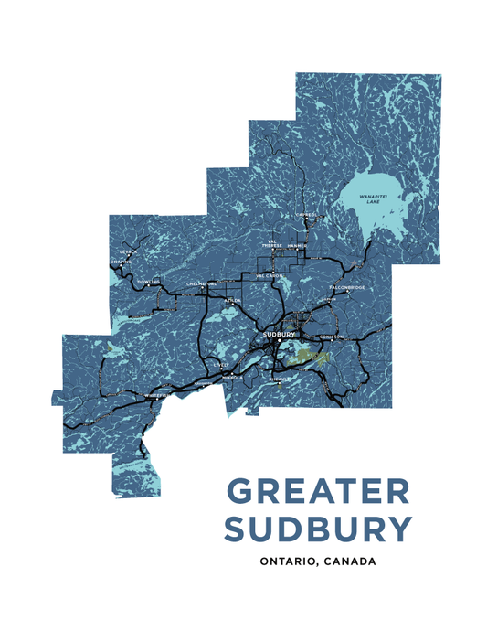 Greater Sudbury Map Print