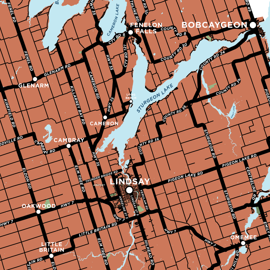 Kawartha Lakes Map Print