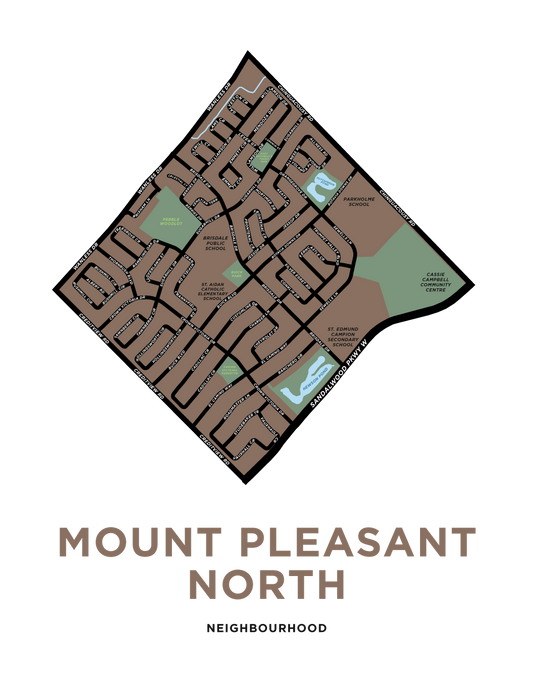 Mount Pleasant North (Brampton) Neighbourhood Map Print