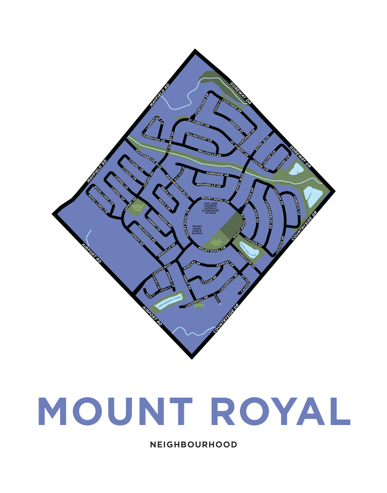 Mount Royal Neighbourhood Map Print (Brampton)