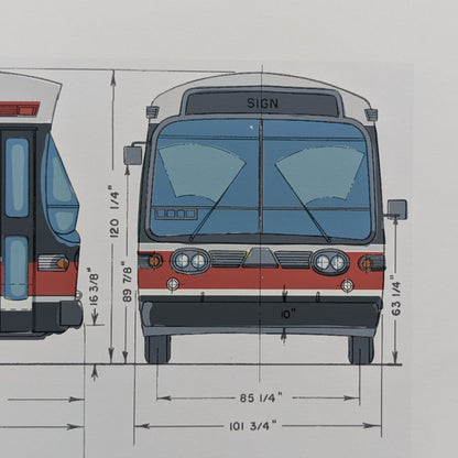 Toronto "Fishbowl" Bus Print (Blueprint version)