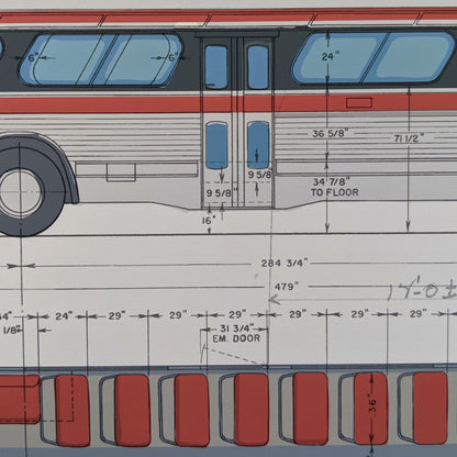 Toronto "Fishbowl" Bus Print (Blueprint version)