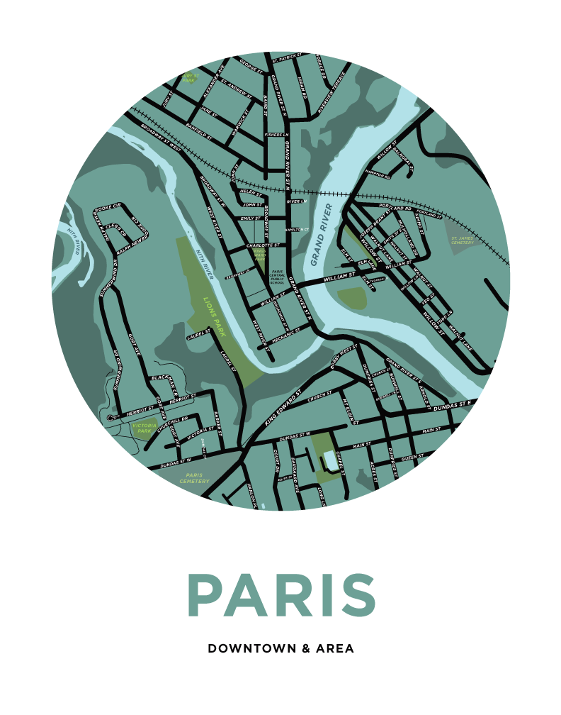 Paris Downtown Map Print