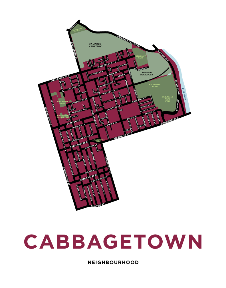 Cabbagetown Neighbourhood Map Print (Toronto)
