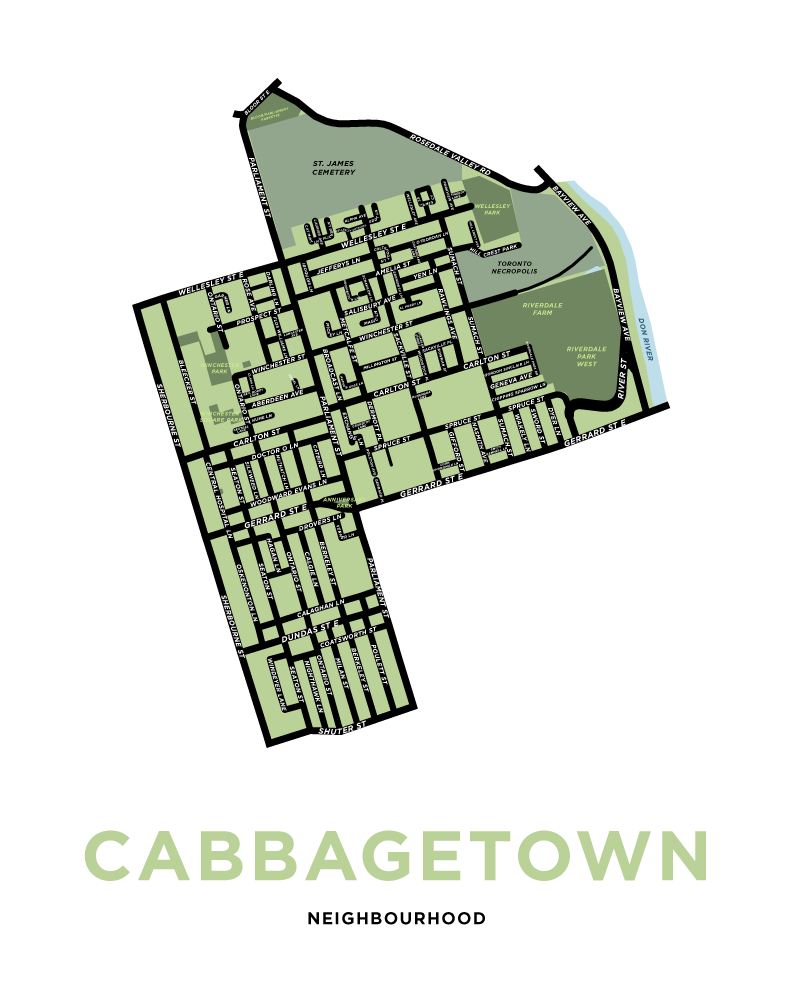 Cabbagetown Neighbourhood Map Print (Toronto)