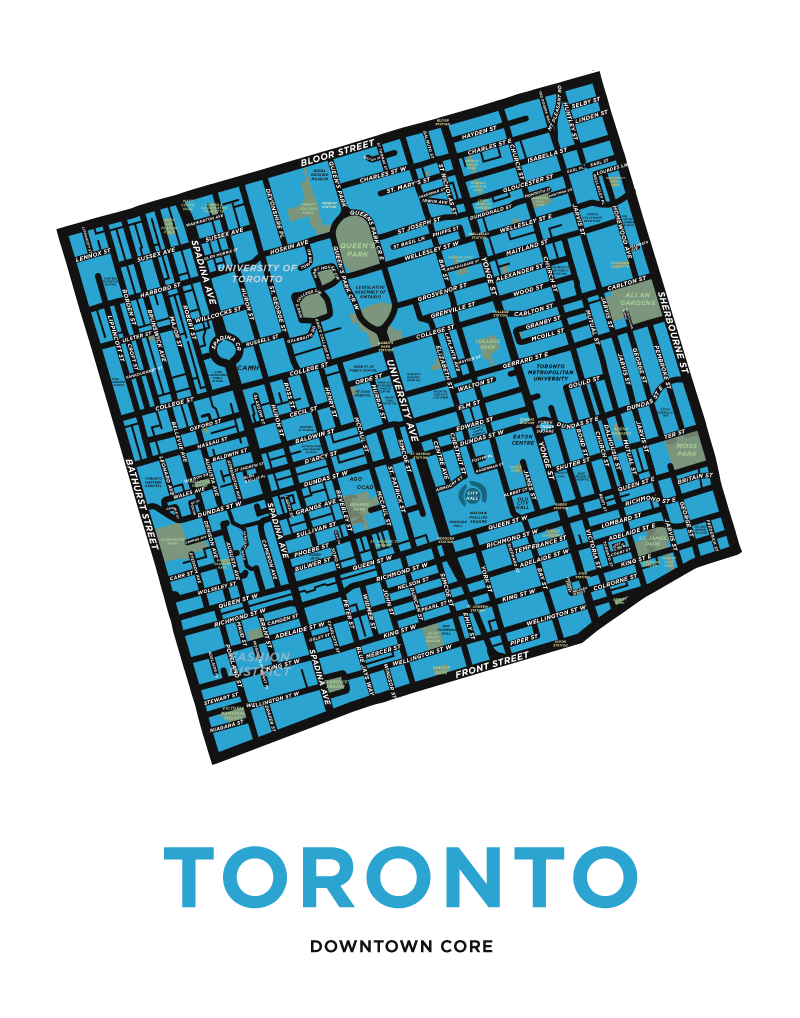 Downtown Toronto Neighbourhood Map Print