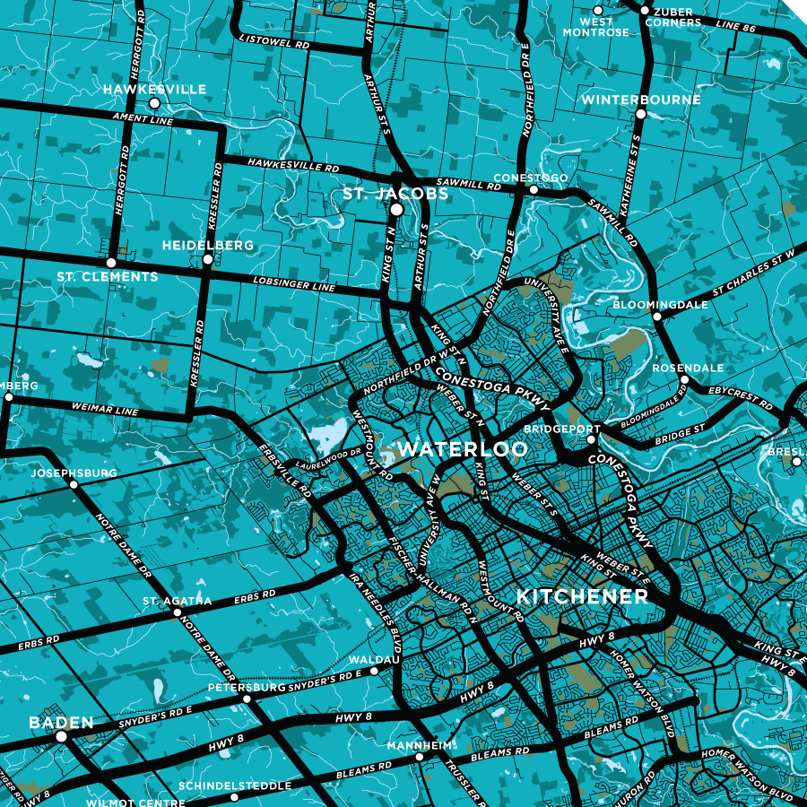 Waterloo Region Map Print