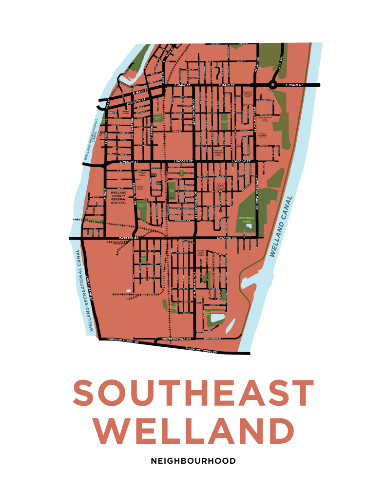 Southeast Welland Neighbourhood Map Print