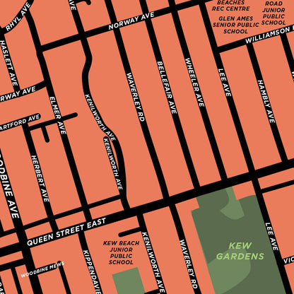 Beaches, The - Neighbourhood Map Print