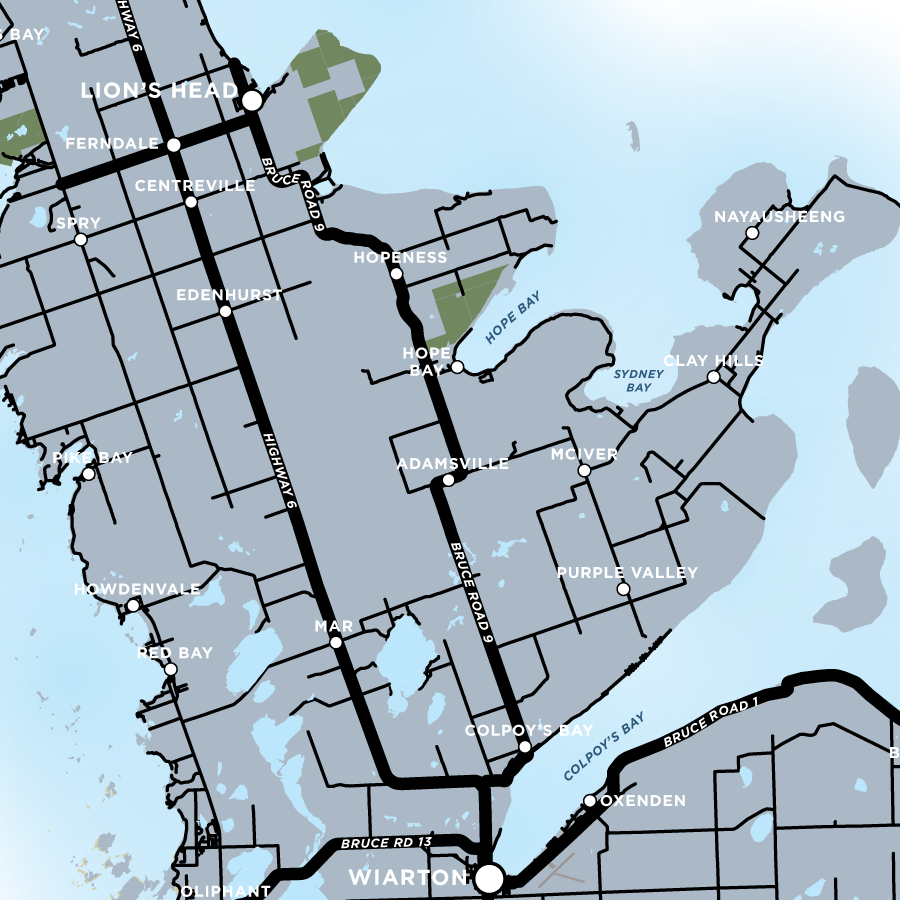 Bruce Peninsula Map Print