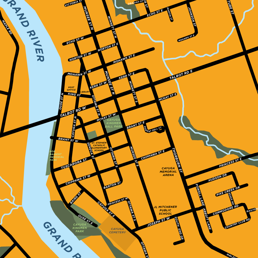 Cayuga Map Print