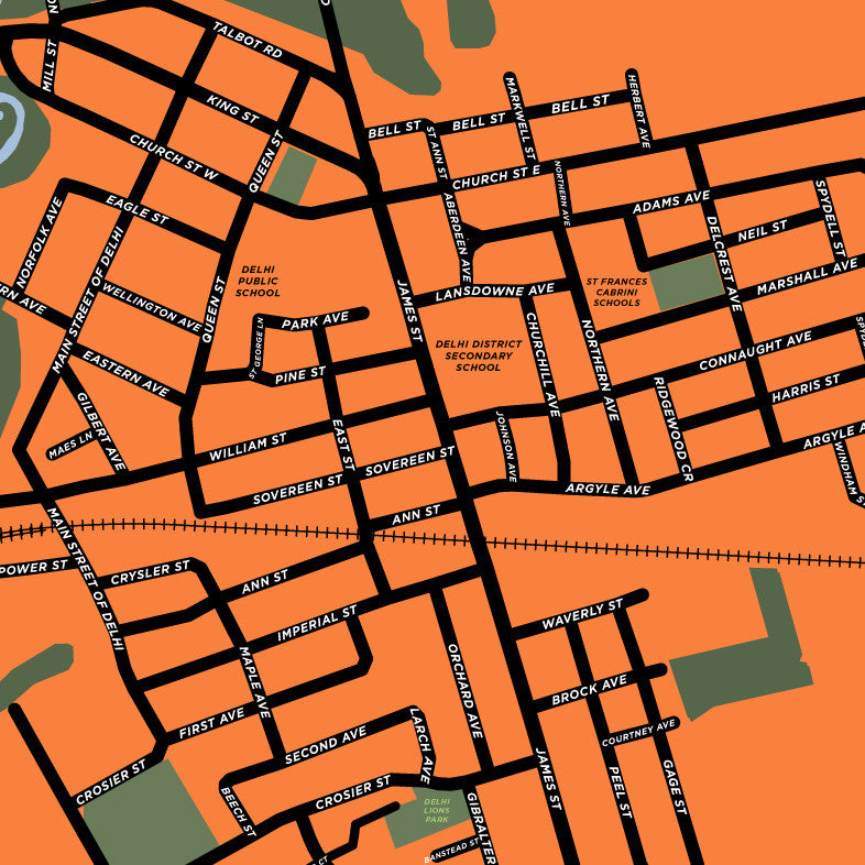 Delhi, Ontario Map Print