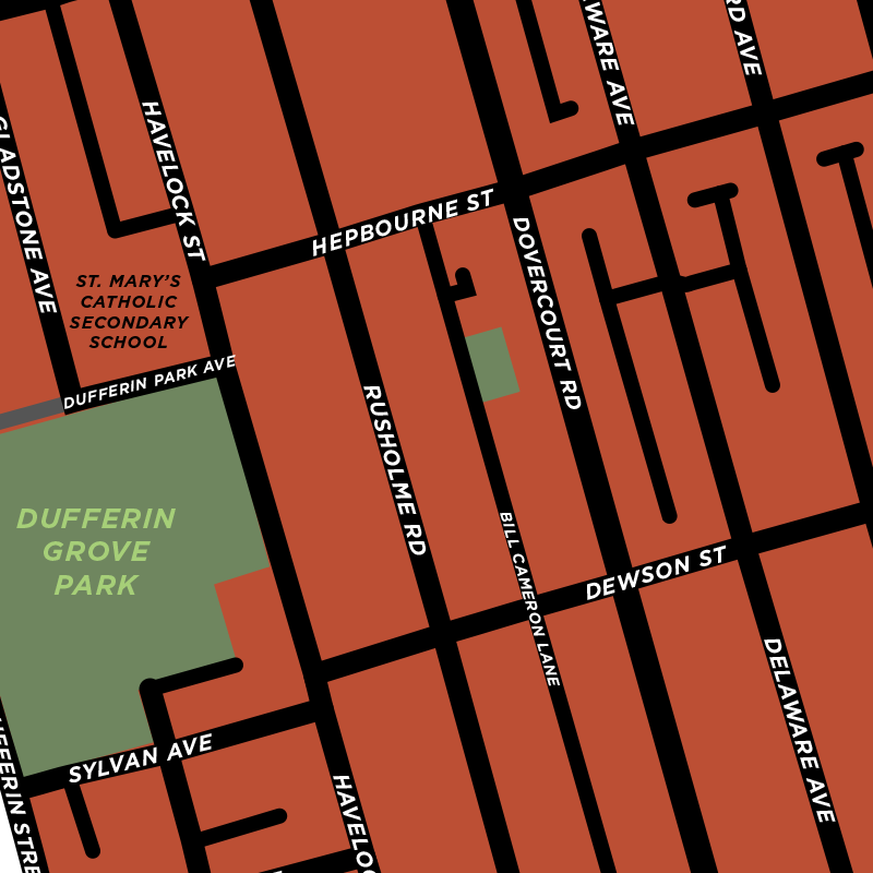 Dufferin Grove Neighbourhood Map Print