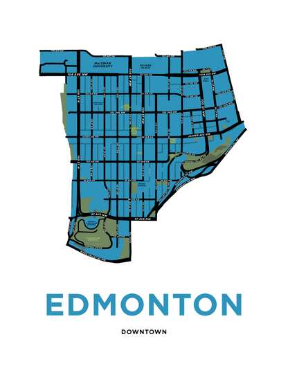 Downtown Edmonton Neighbourhood Map Print