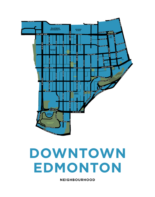 Downtown Edmonton Neighbourhood Map Print