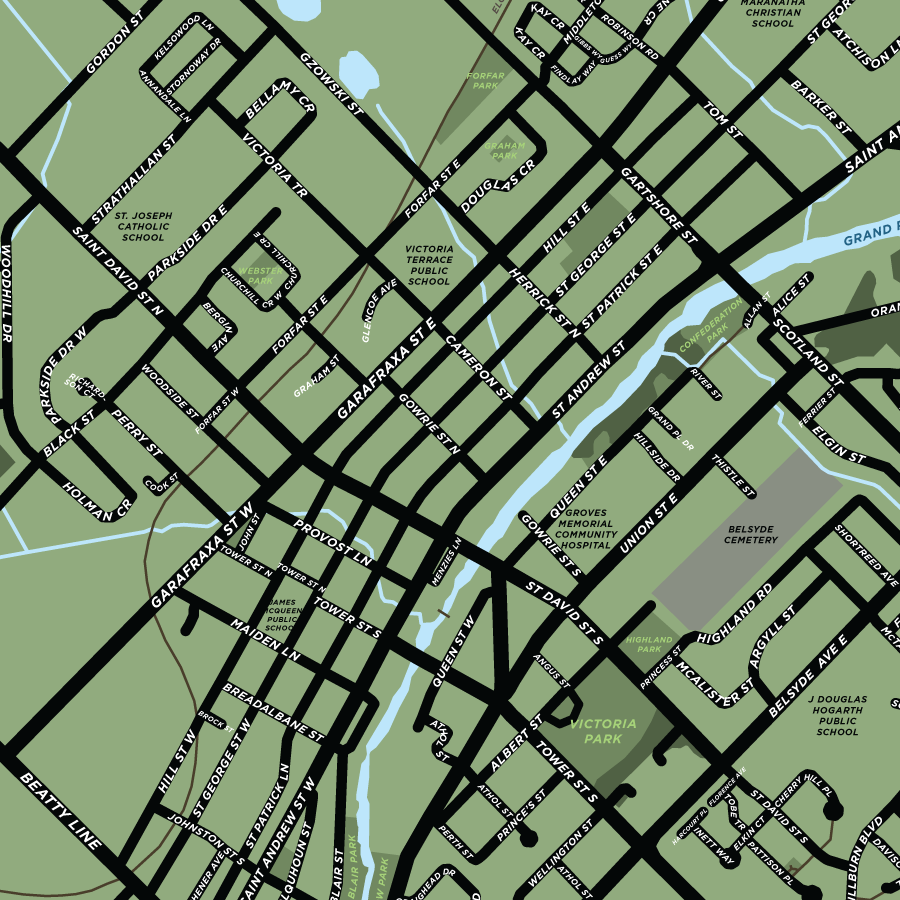 Fergus Ontario Map Print