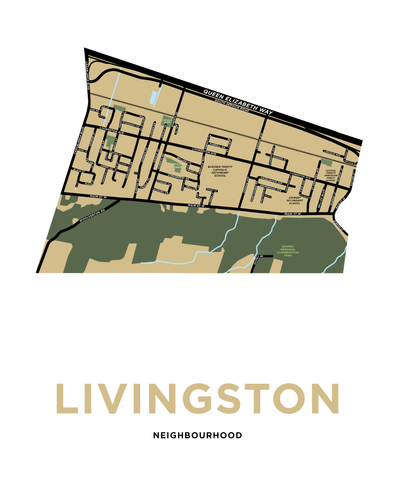 Livingston Neighbourhood Map Print