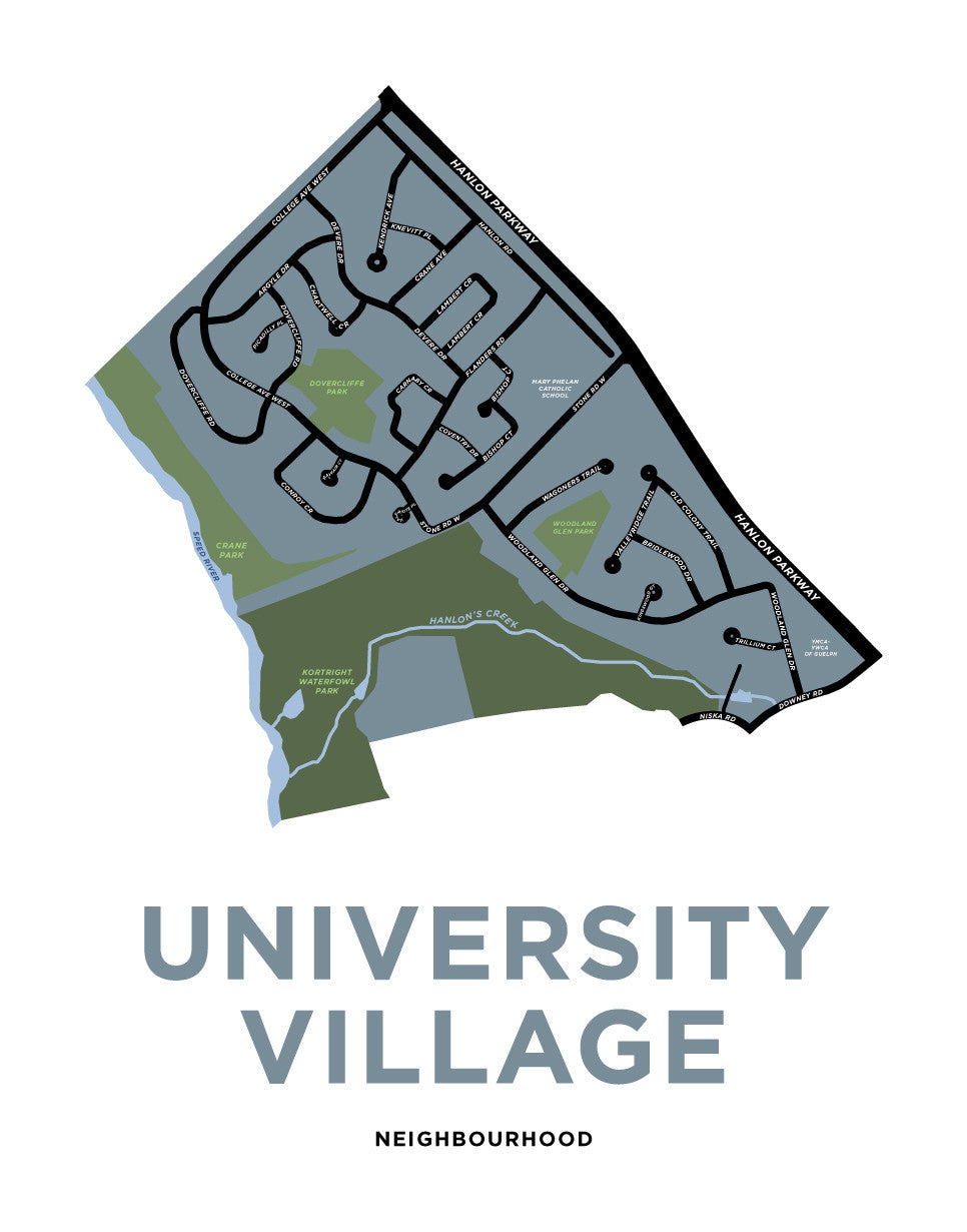 University Village Neighbourhood Map Print