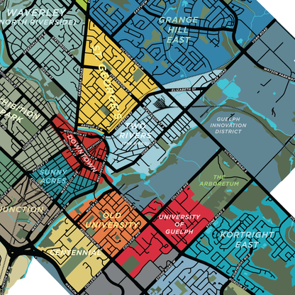 Guelph Neighbourhoods Map Print