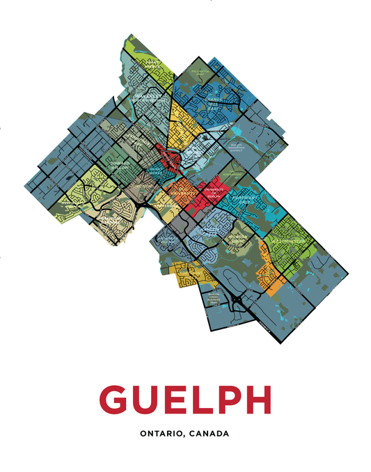 Guelph Neighbourhoods Map Print