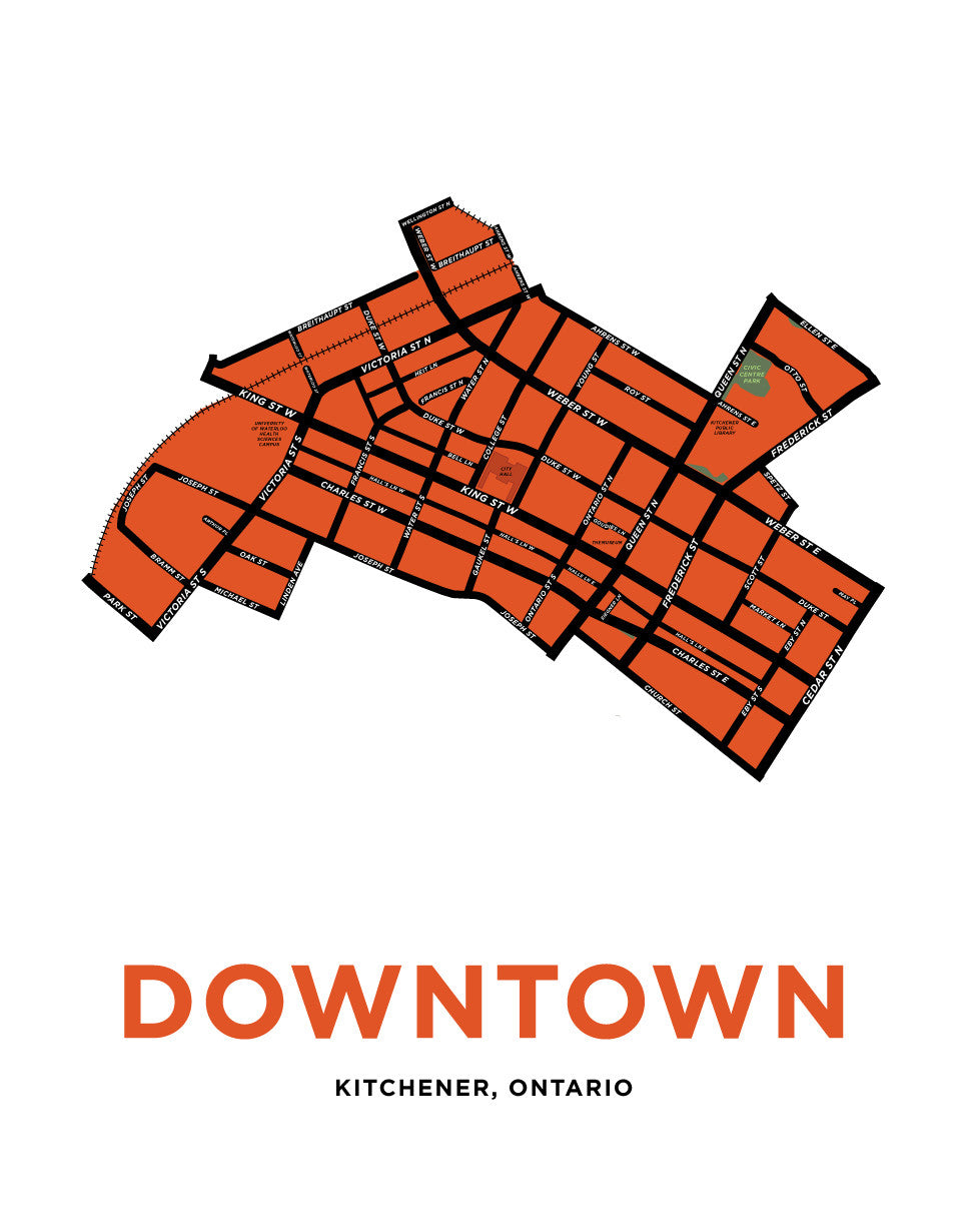 Downtown Kitchener Map Print