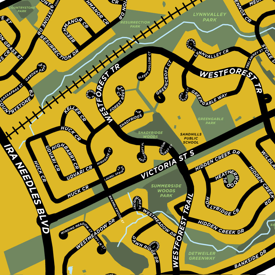 Highland West Neighbourhood Map Print