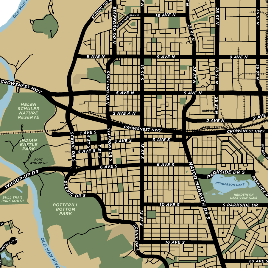 Lethbridge Map Print