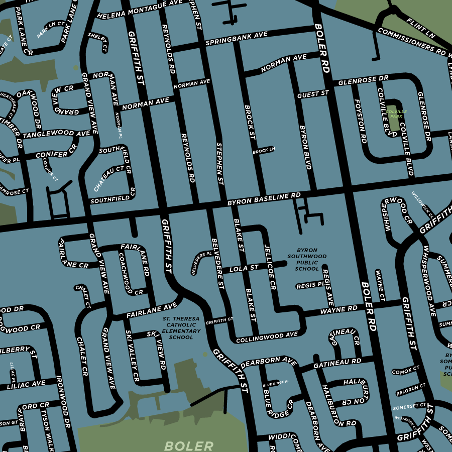 Byron Neighbourhood Map Print