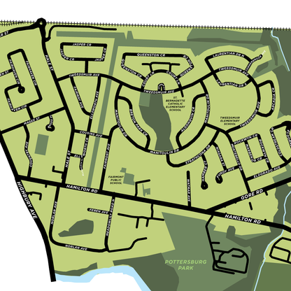 Hamilton Road East Map Print