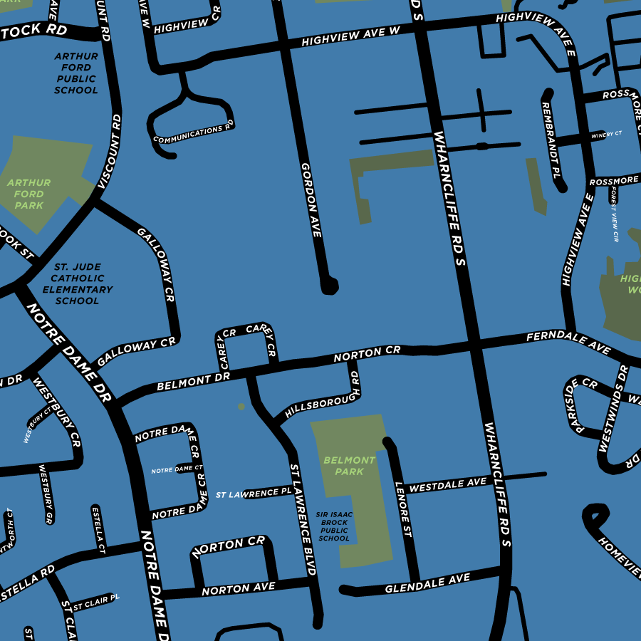 Highland Neighbourhood Map Print