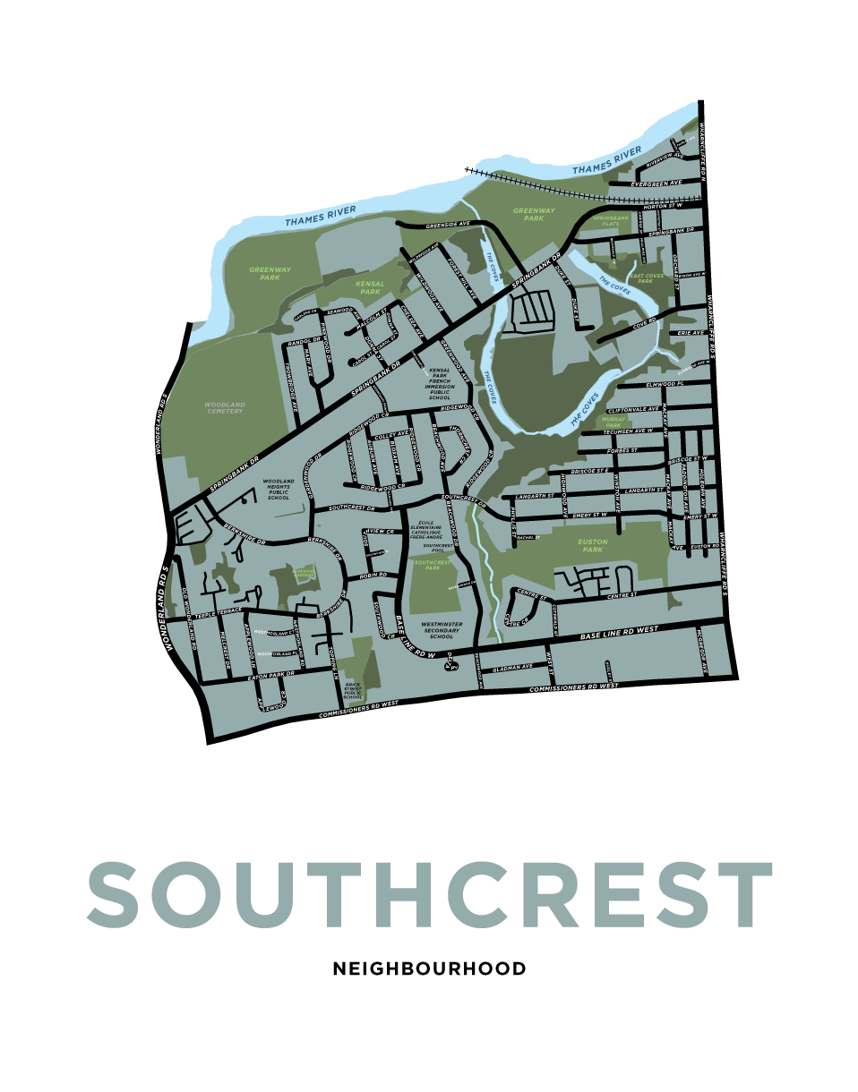 Southcrest Neighbourhood Map Print