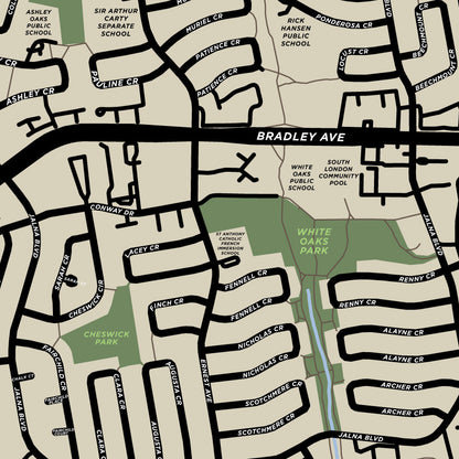 White Oaks Neighbourhood Map Print