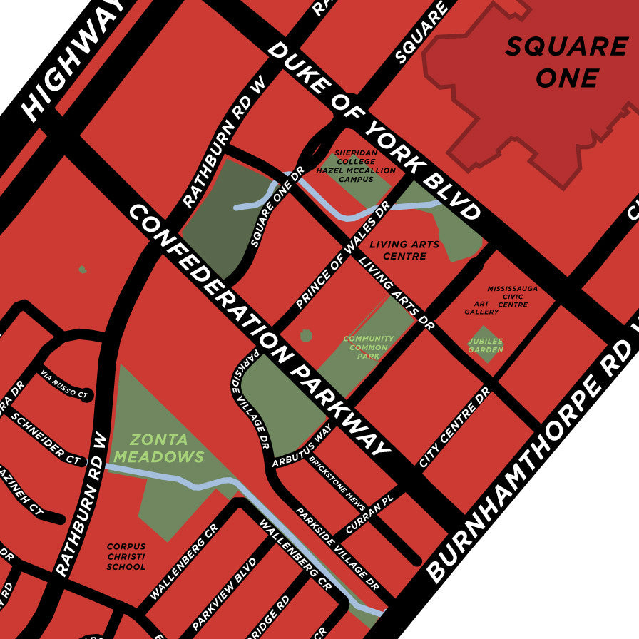 Mississauga City Centre Neighbourhood Map Print