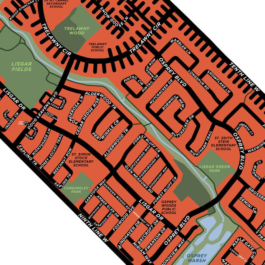 Lisgar Neighbourhood Map Print (Mississauga)