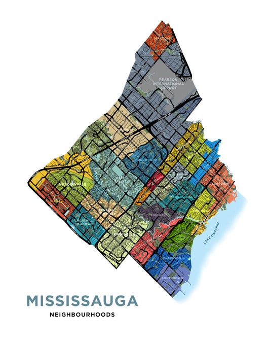 Mississauga Neighbourhoods Map Print