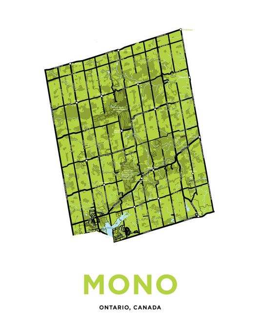 Mono, Ontario Map Print