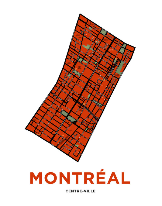 Montreal - Downtown / Centre Ville Map Print