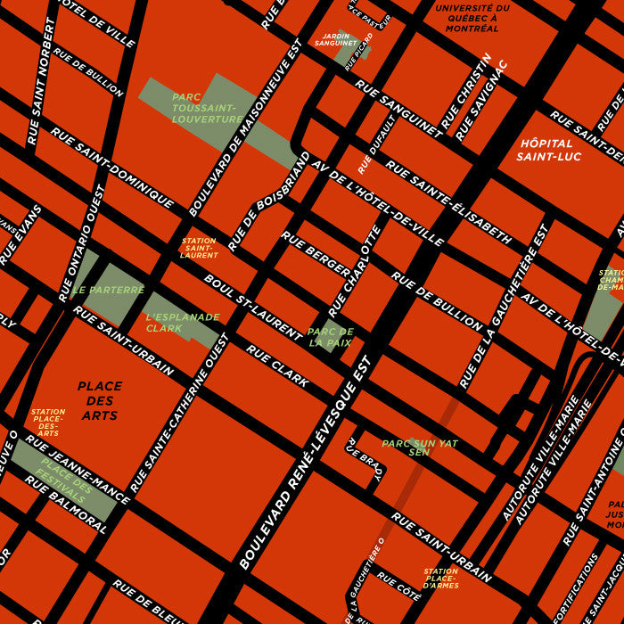 Montreal - Downtown / Centre Ville Map Print