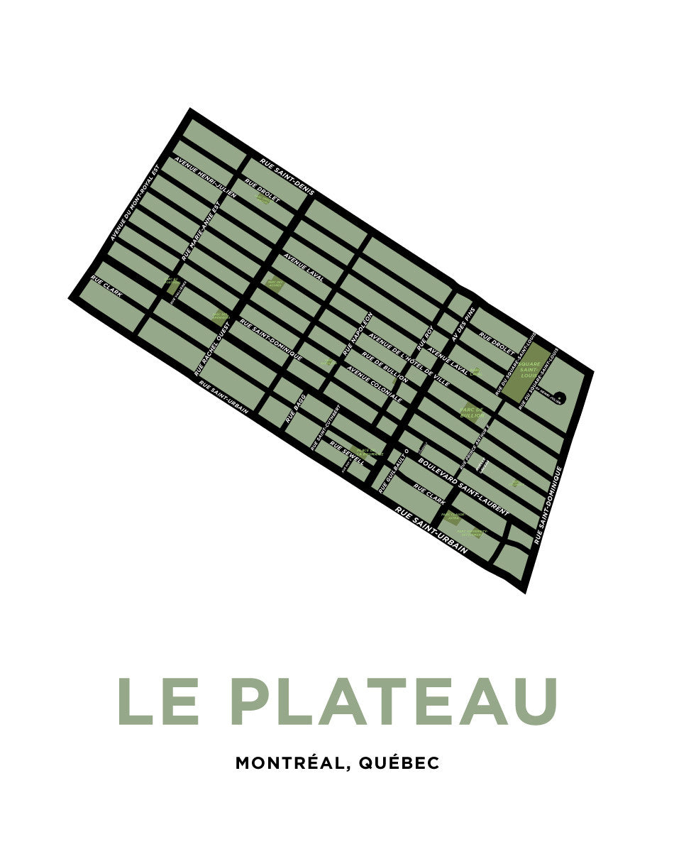 Le Plateau Neighbourhood Map Print (Montréal)