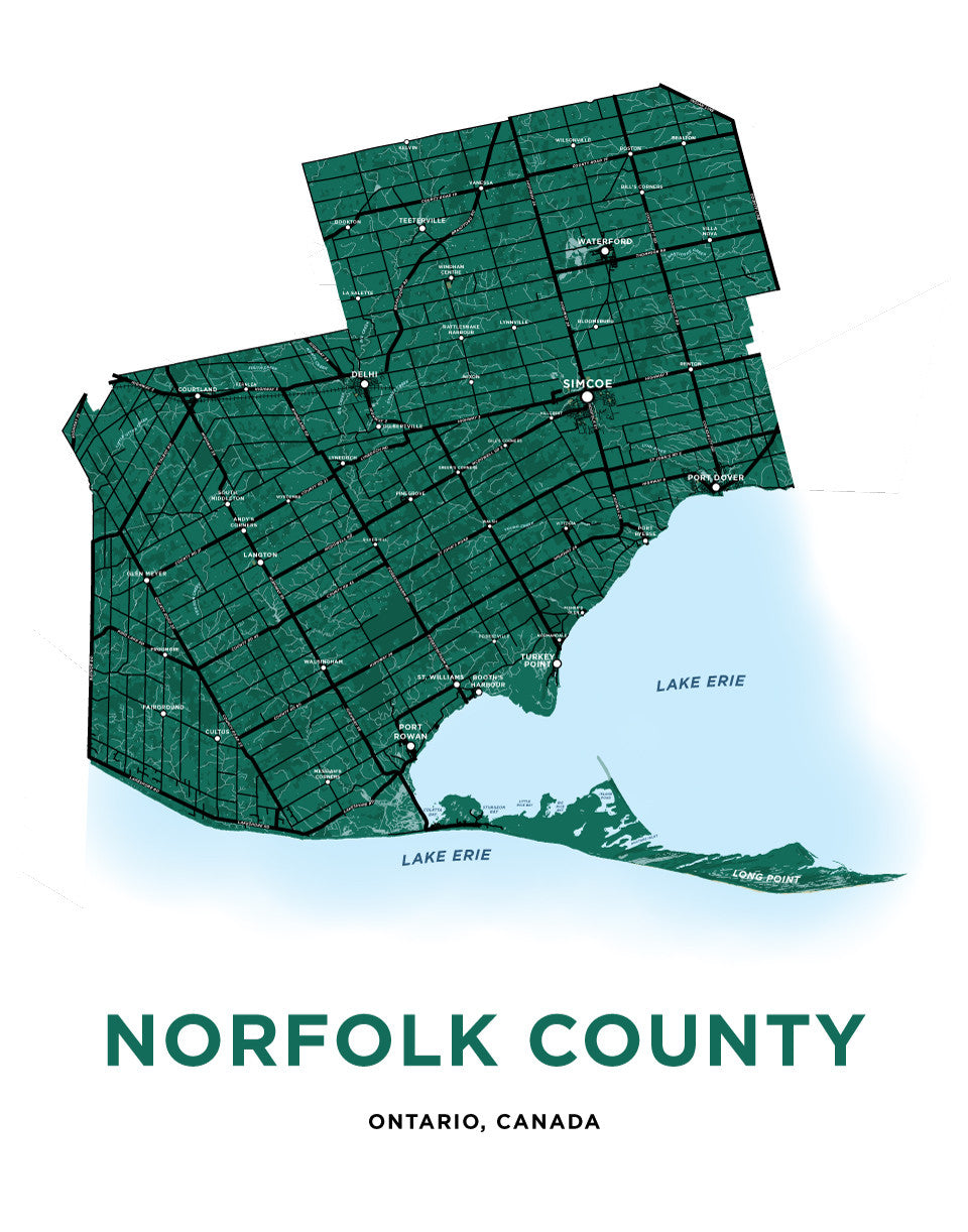 Norfolk County Map Print