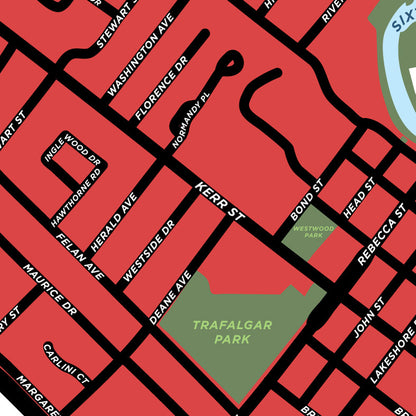 Central Oakville Neighbourhood Map Print